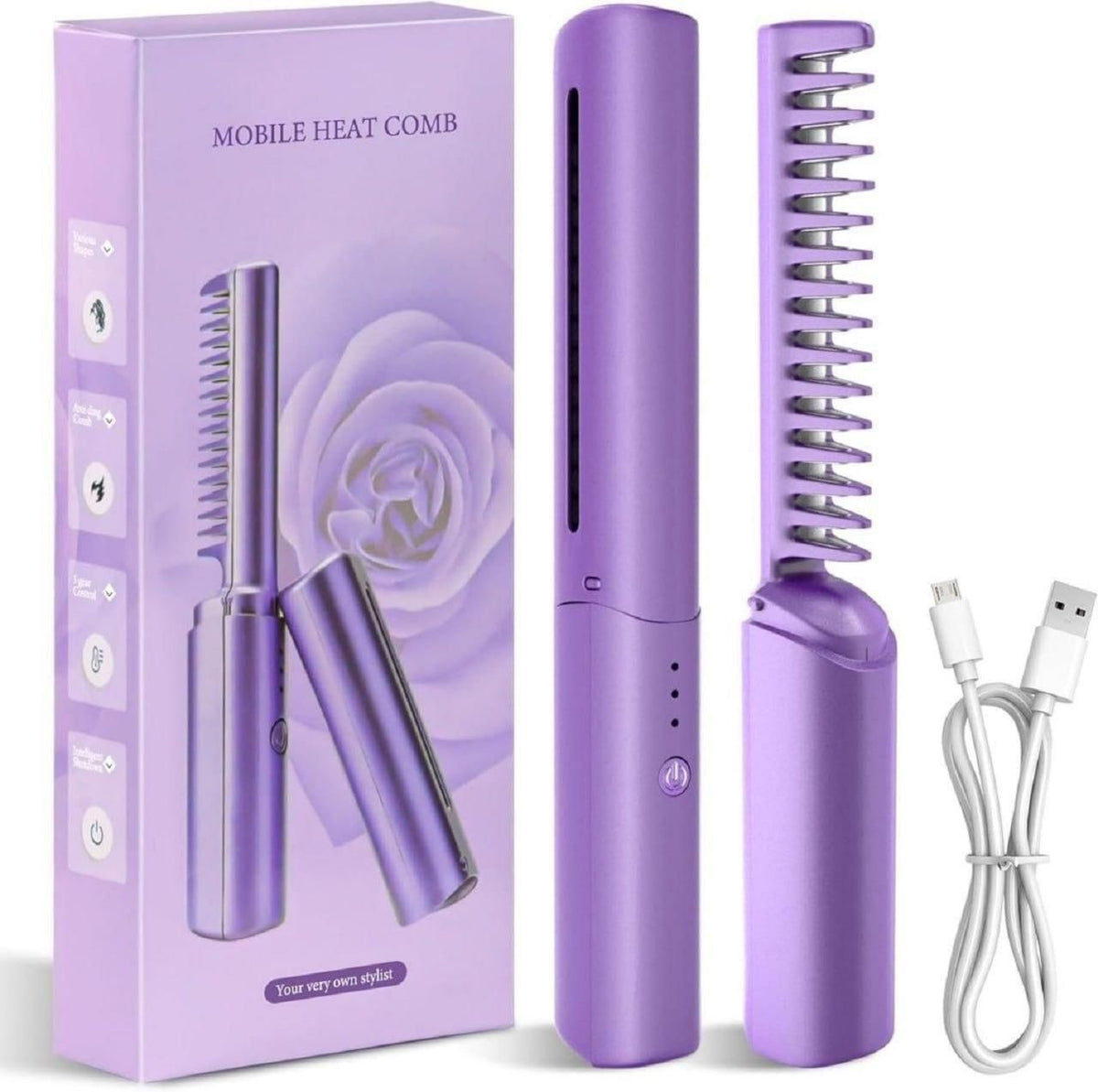 Portable Mini Hair Straightener (Cordless, Rechargeable).