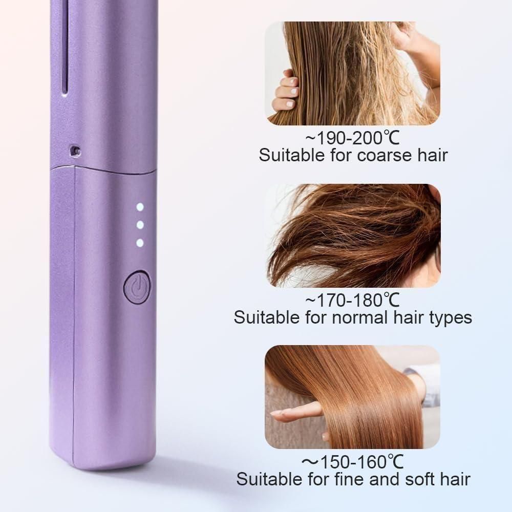 Portable Mini Hair Straightener (Cordless, Rechargeable).