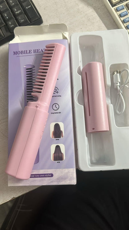 Portable Mini Hair Straightener (Cordless, Rechargeable).